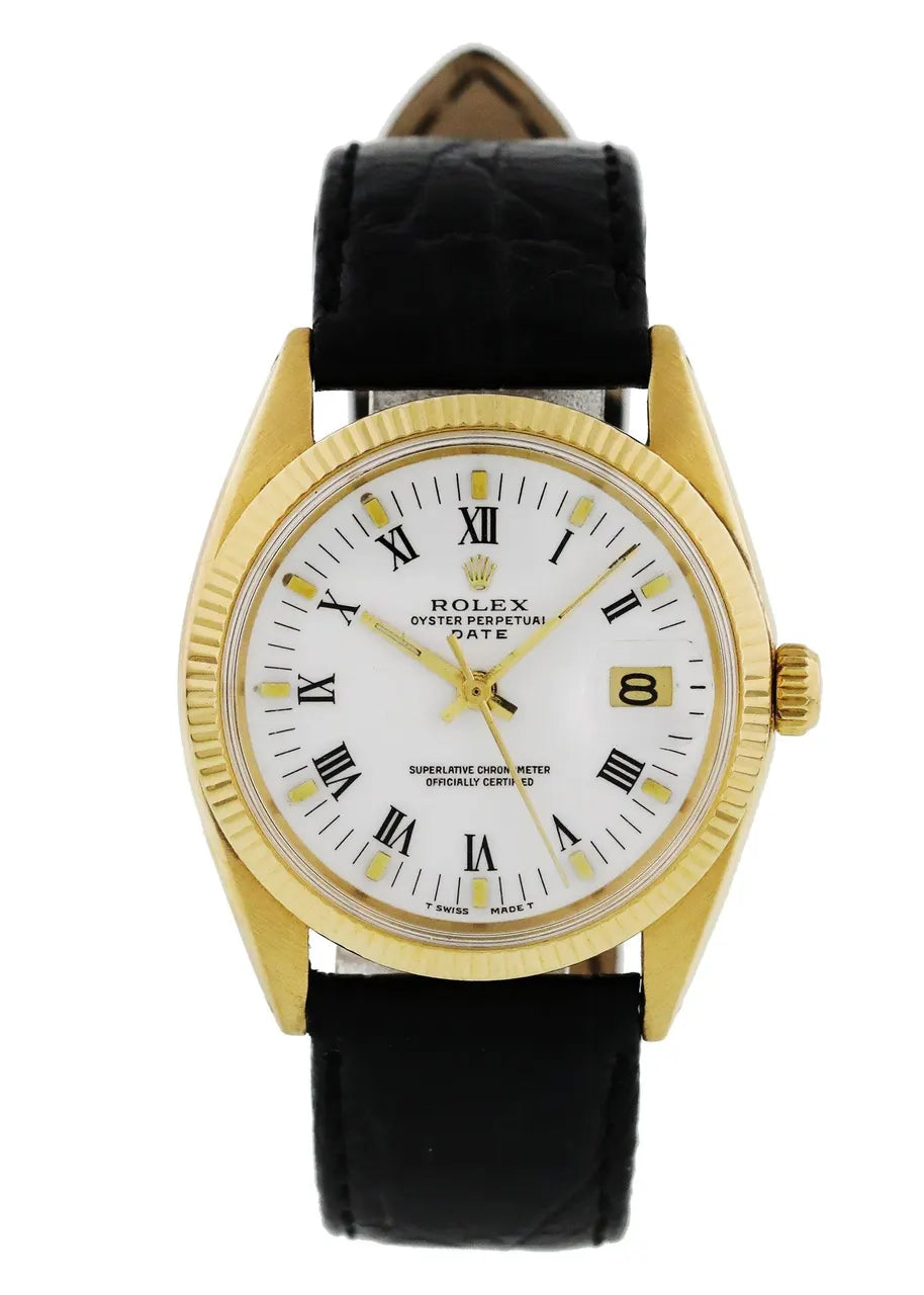 Rolex Gold Black Leather Strap - Hình 2