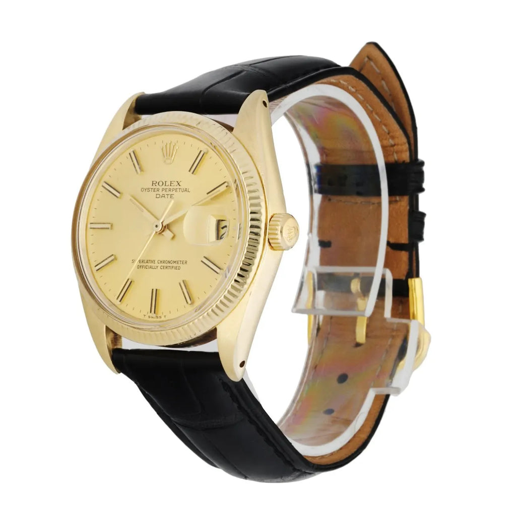 Rolex Gold Black Leather - Hình 2