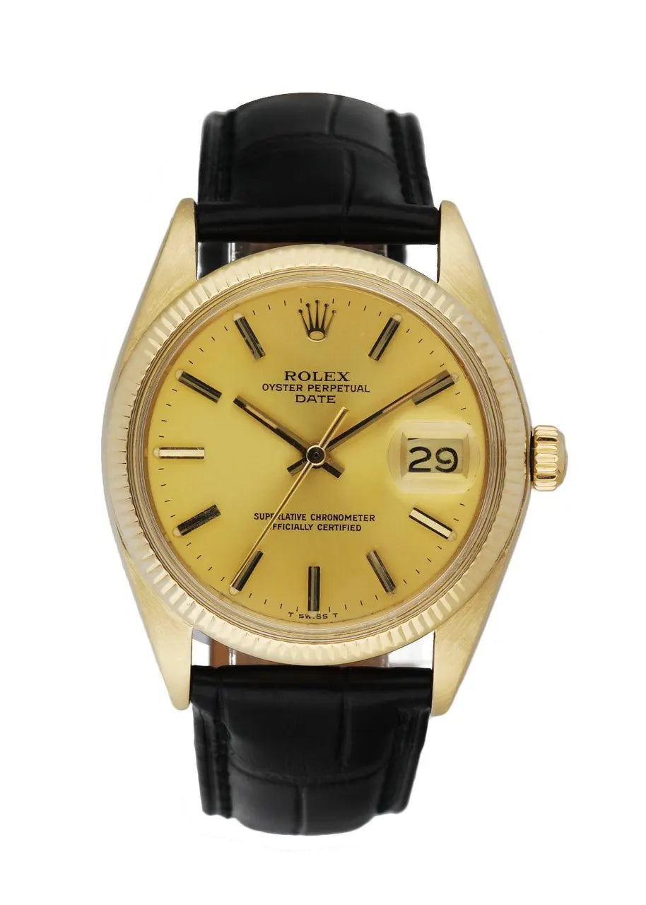 Rolex Gold Black Leather