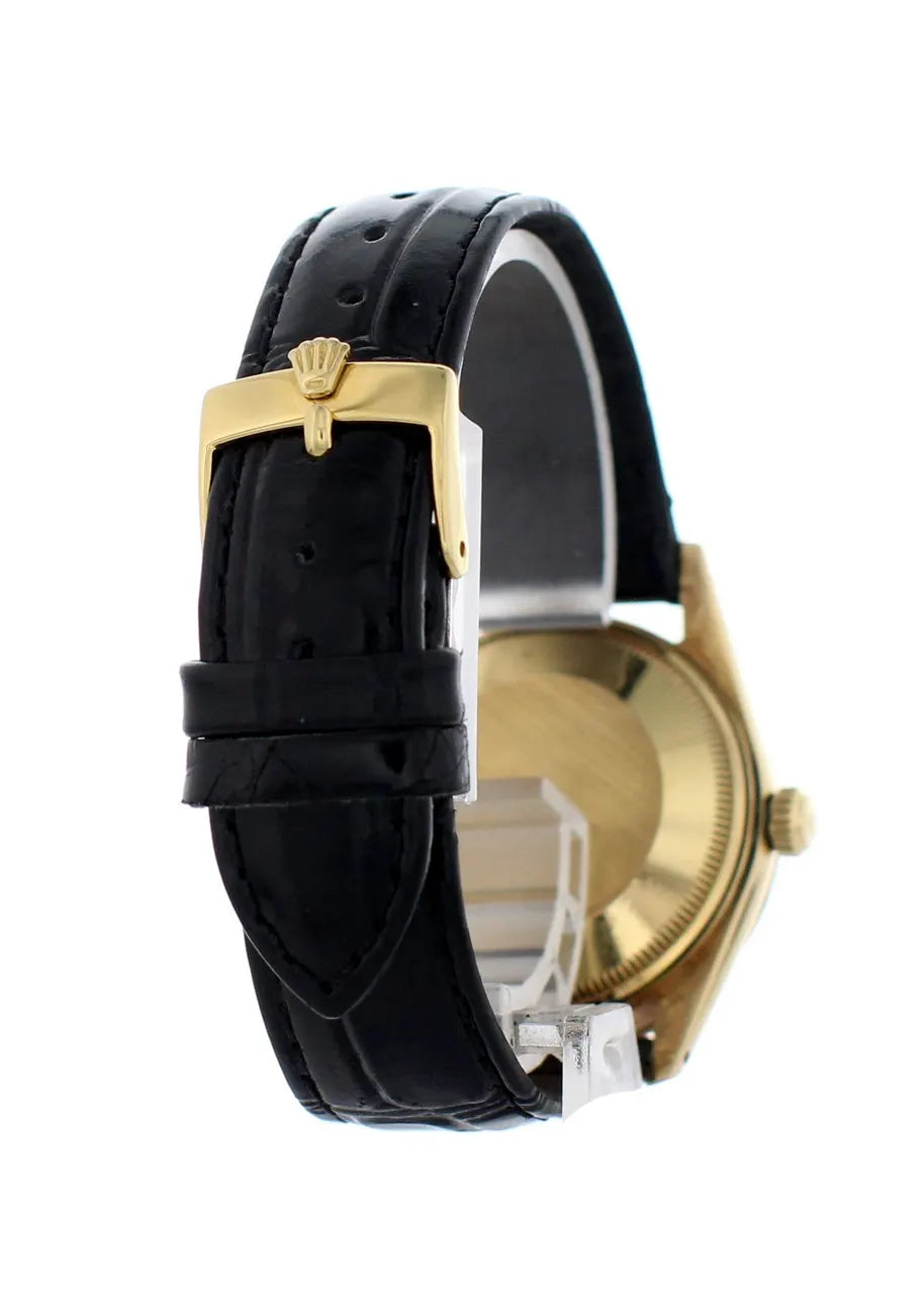 Rolex Gold Dial Leather Strap - Hình 3