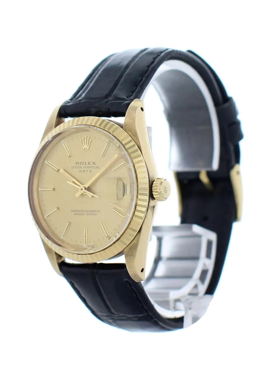 Rolex Gold Dial Leather Strap - Hình 2