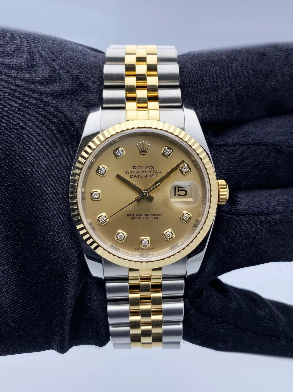 datejust two Rolex Gold Dial Diamond - Hình 2