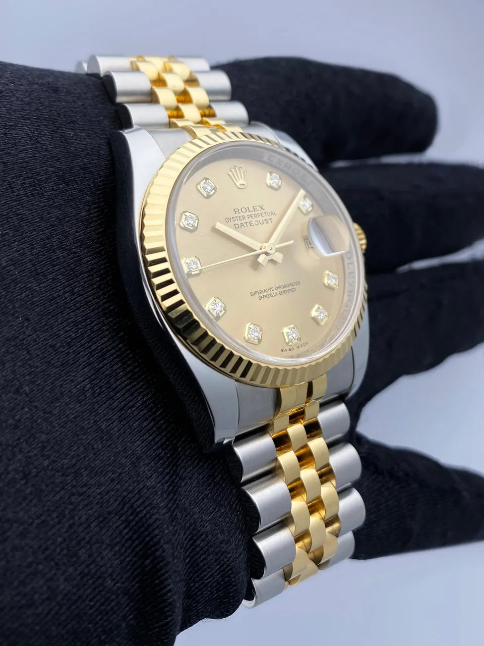 datejust two Rolex Gold Dial Diamond - Hình 3