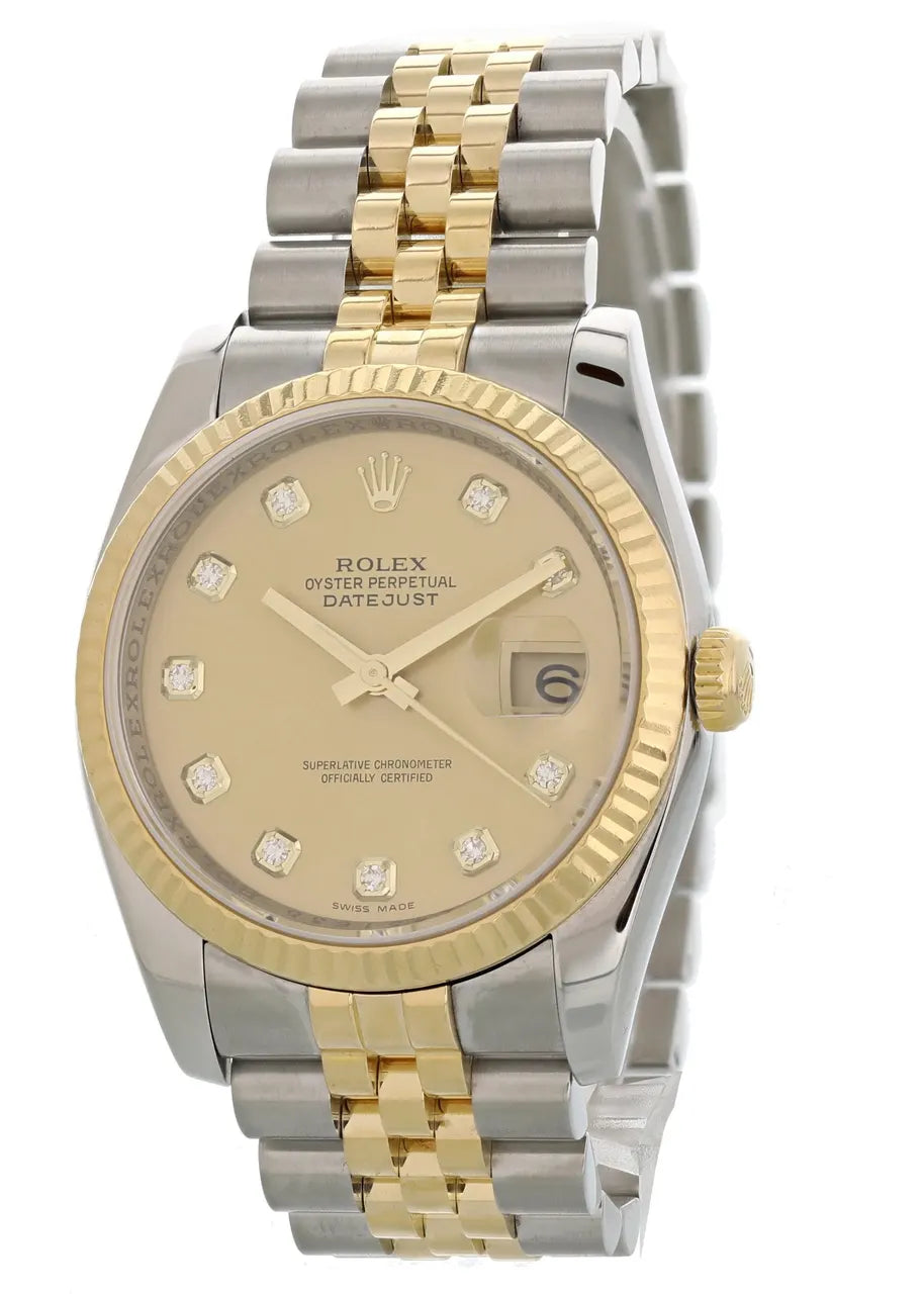 Rolex Two-Tone Diamond Watch - Hình 2
