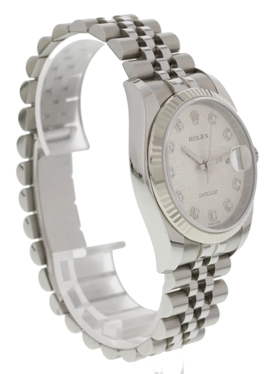 Rolex Silver Diamond Datejust dial jubilee - Hình 5
