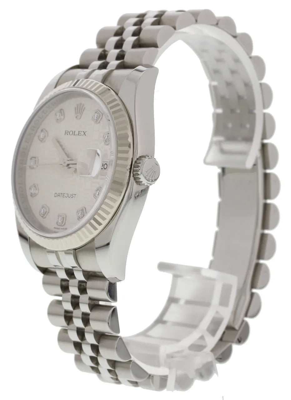 Rolex Silver Diamond Datejust dial jubilee - Hình 3