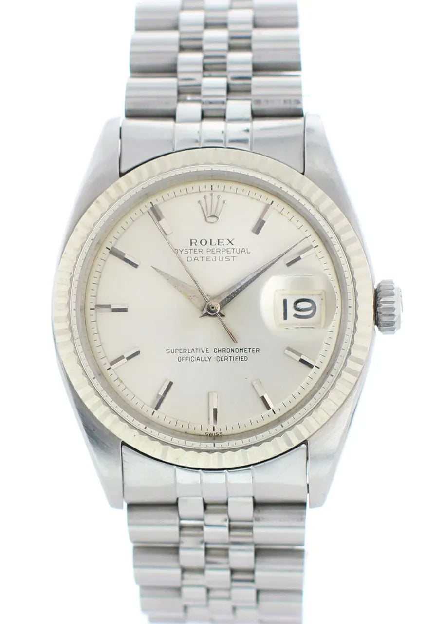 stainless Rolex Datejust Silver Stick Dial