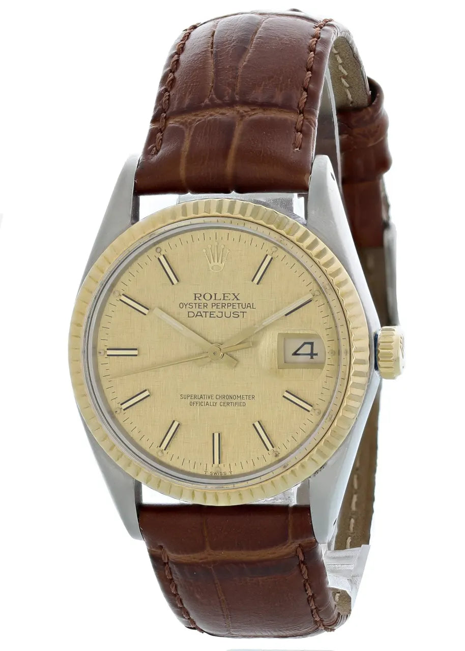 brown Rolex Datejust Champagne Dial
