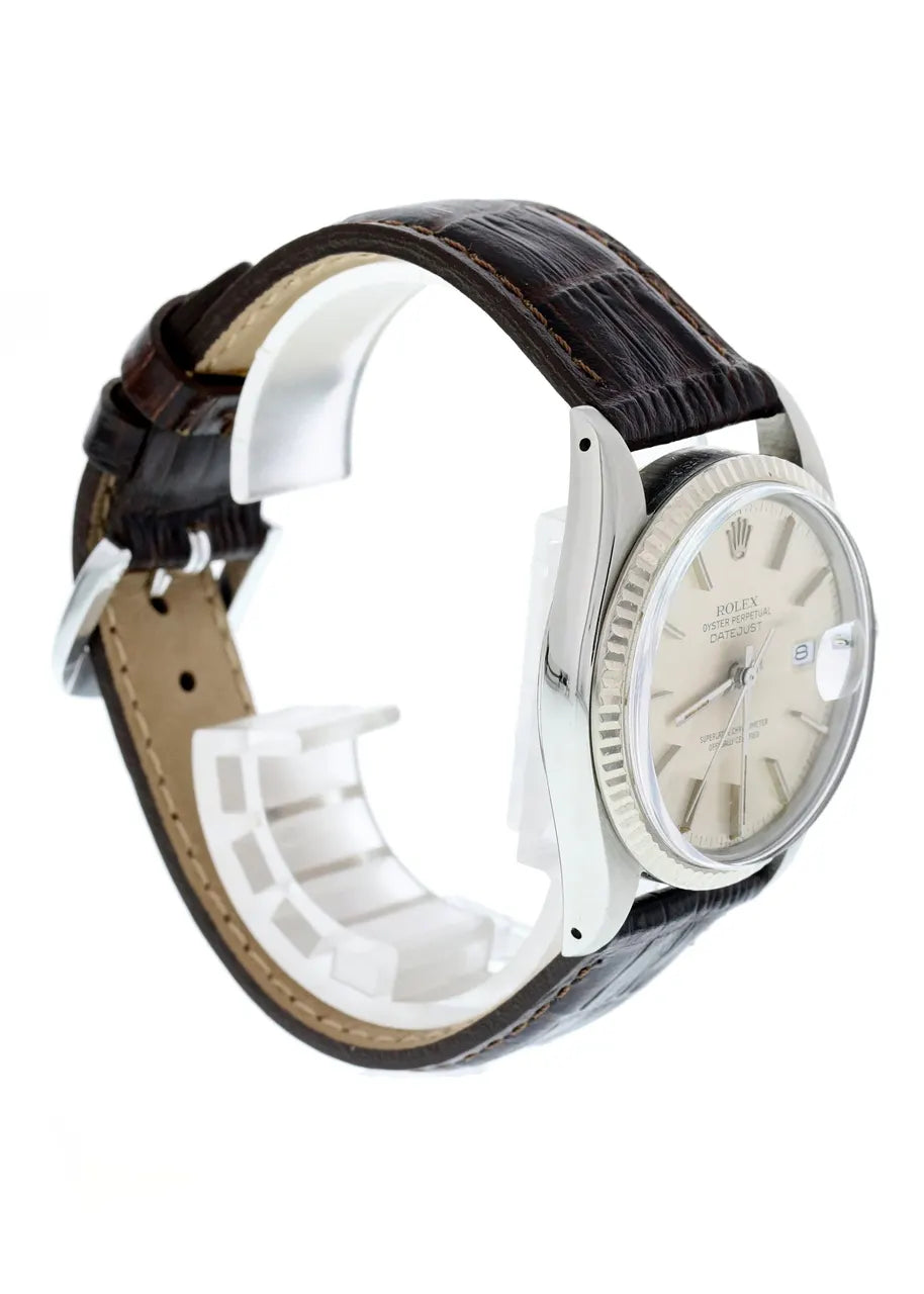 Rolex Silver Dial Leather - Hình 3