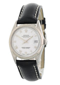 Rolex Datejust White Dial Black Leather
