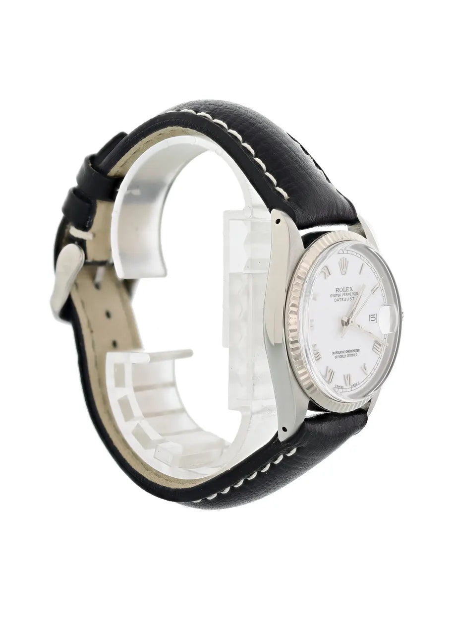 Rolex Datejust White Dial Black Leather - Hình 5