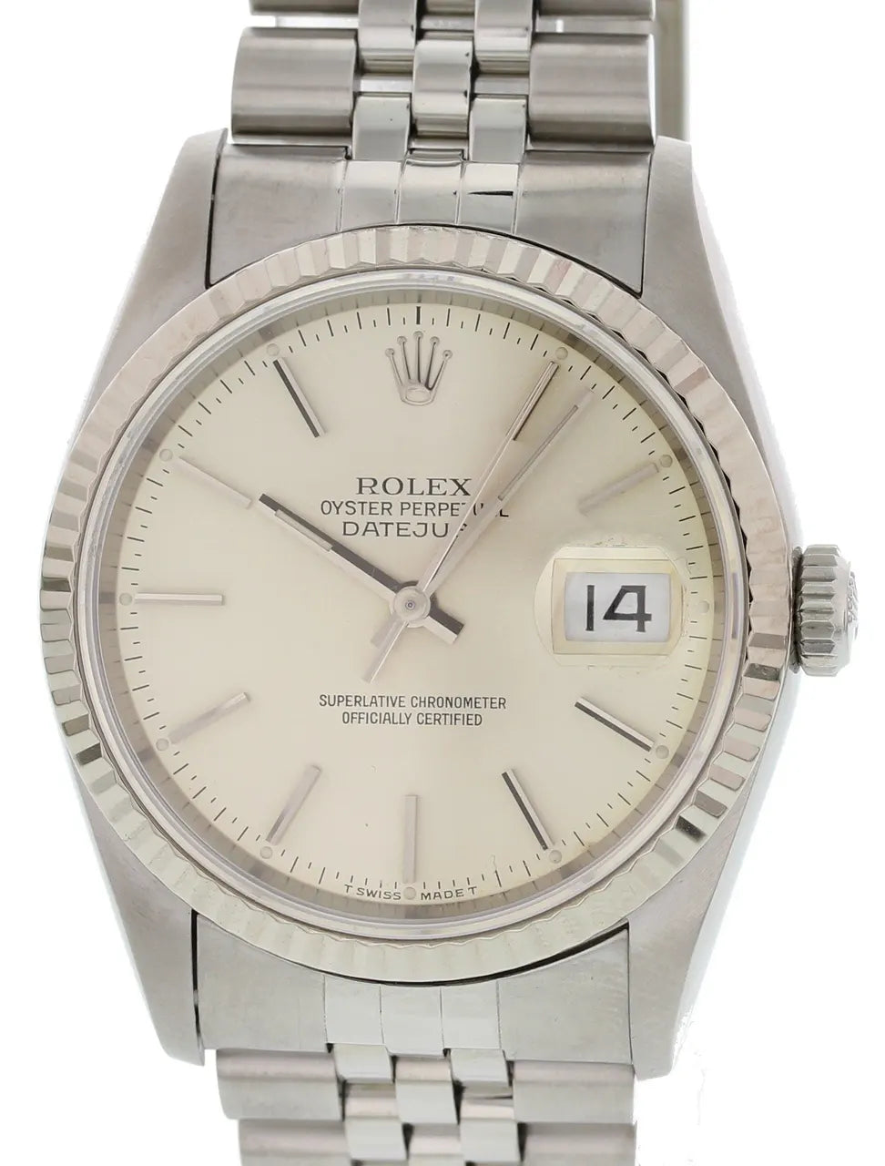 Rolex Silver Dial Fluted Bezel