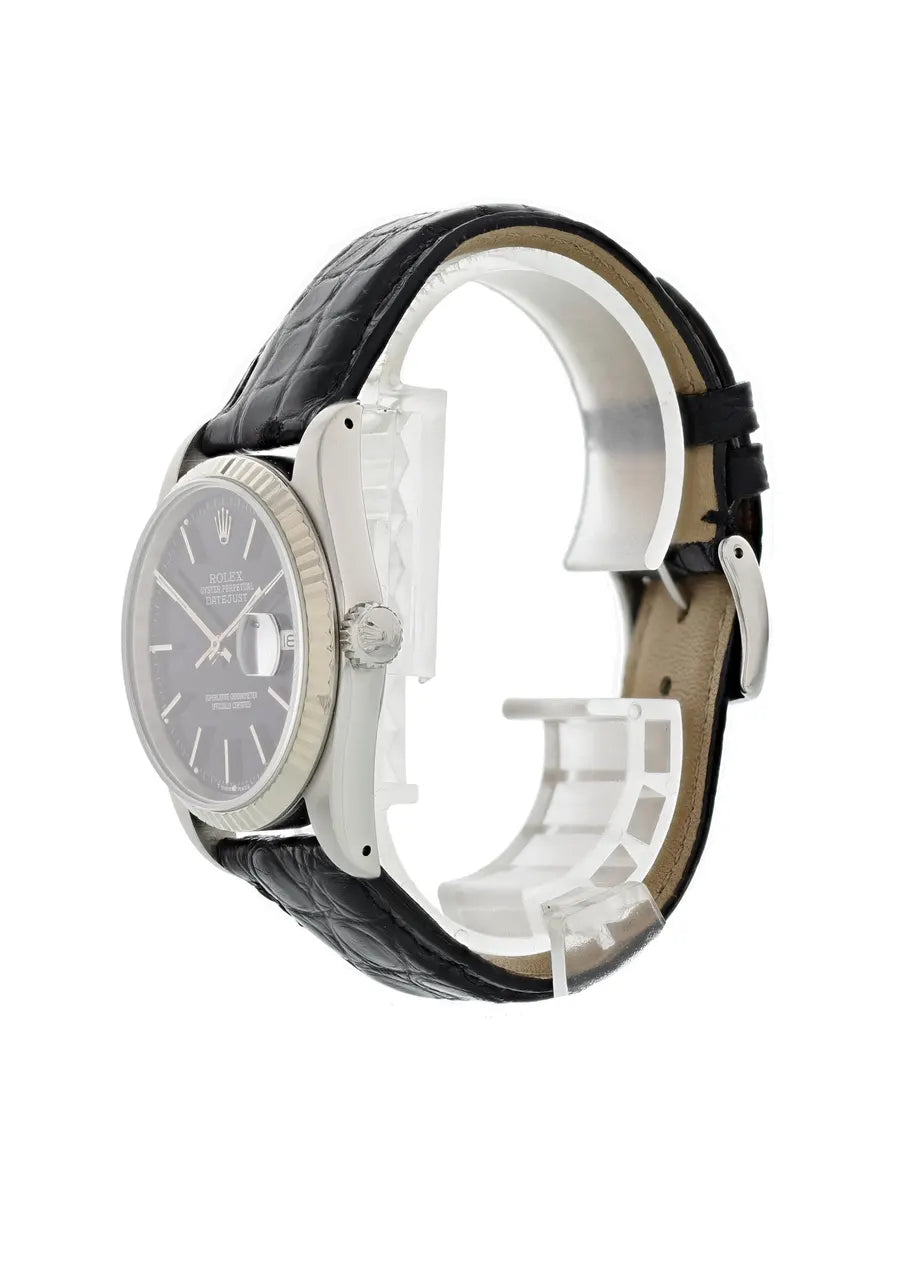 Rolex Datejust Black Leather - Hình 3