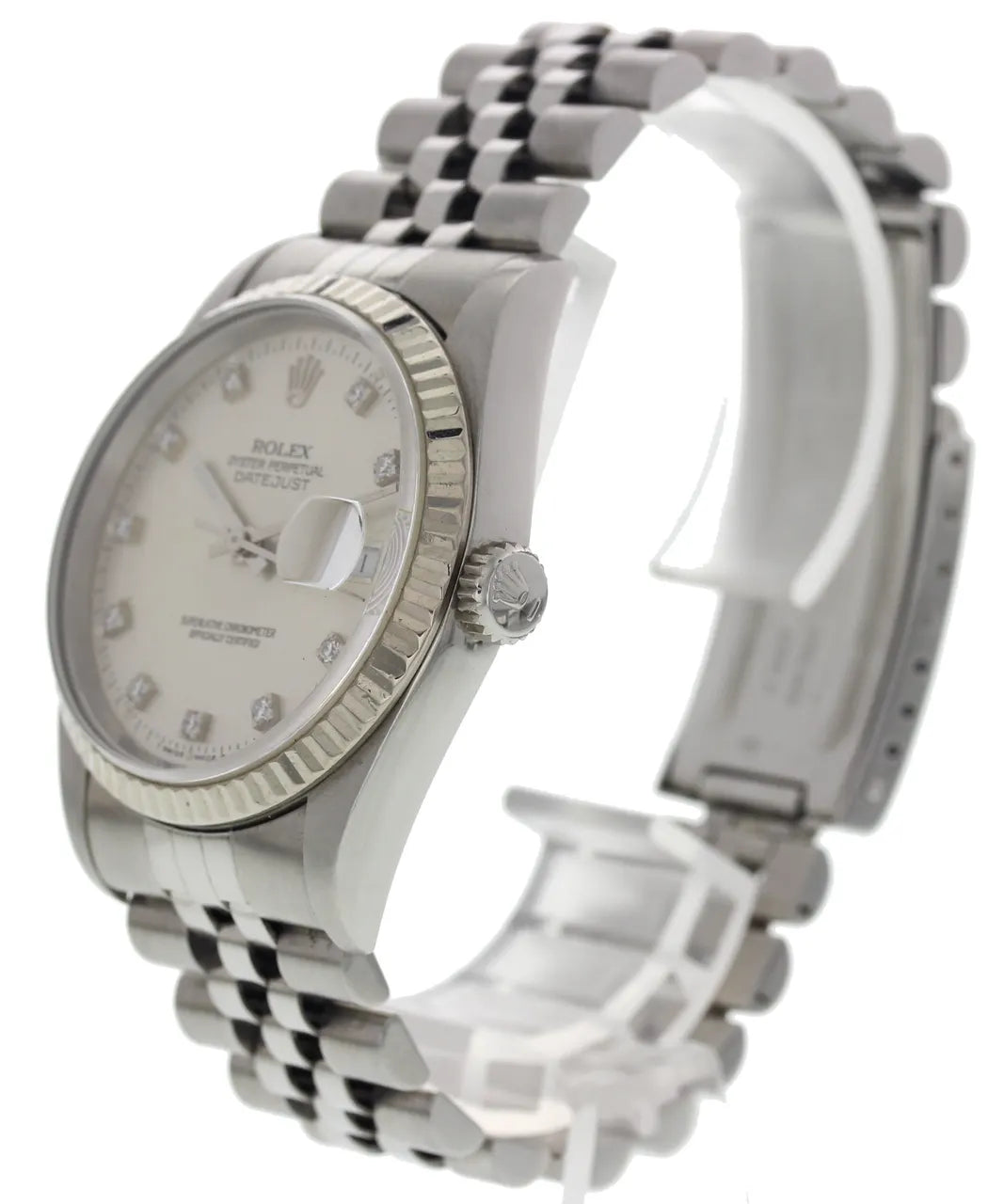 Rolex Silver Diamond Datejust dial stainless