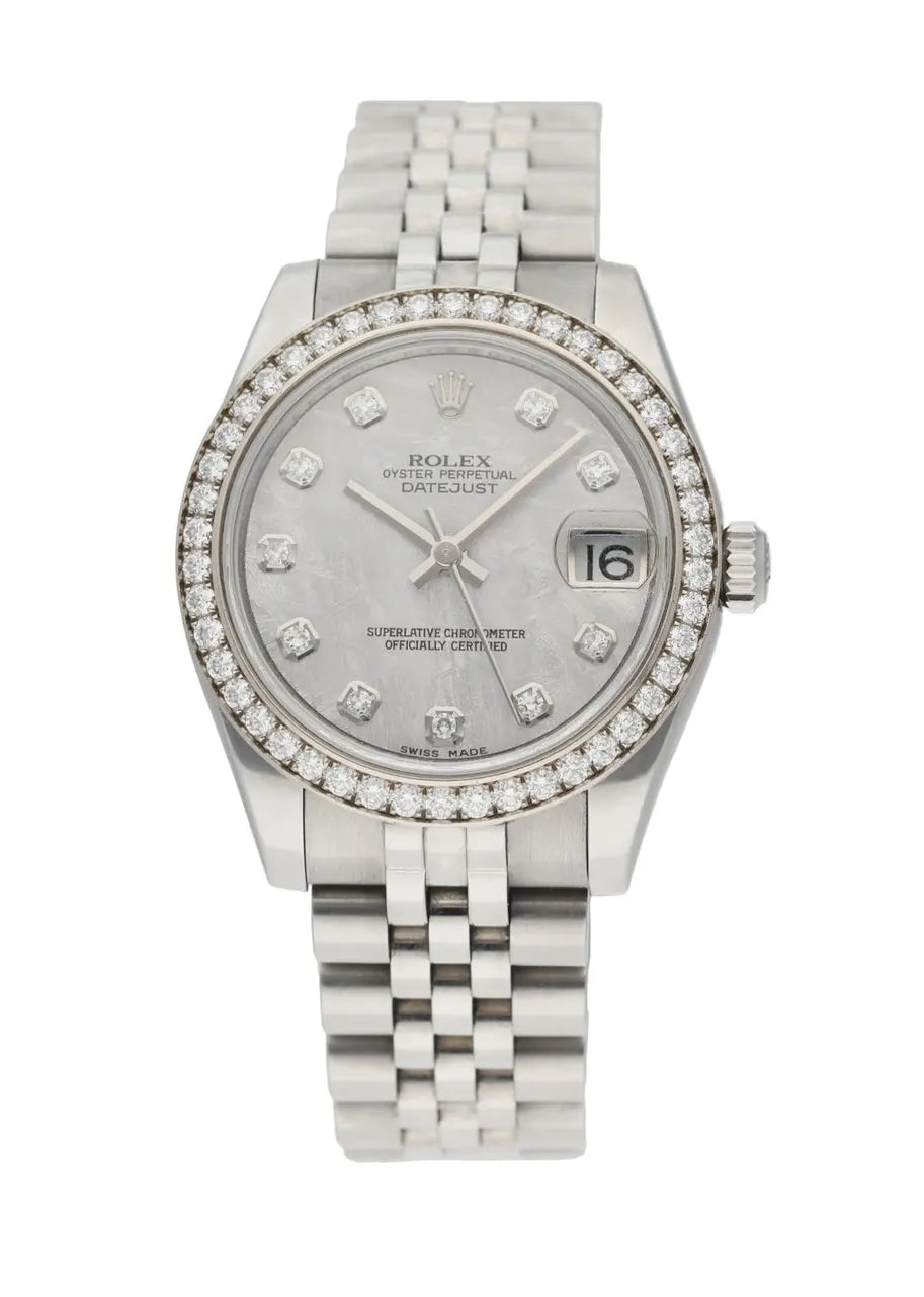 silver Rolex Datejust Diamond Bezel