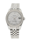 silver Rolex Datejust Diamond Bezel