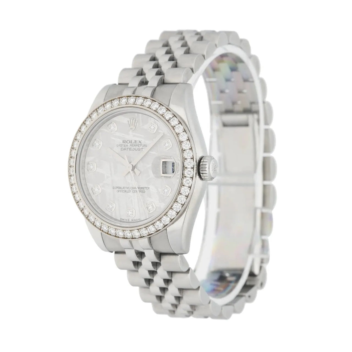 silver Rolex Datejust Diamond Bezel - Hình 2