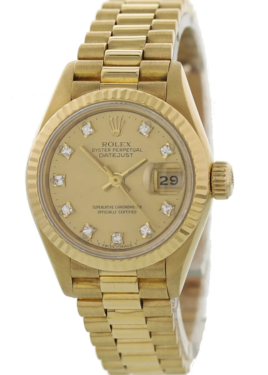 champagne Rolex Datejust Gold Diamond