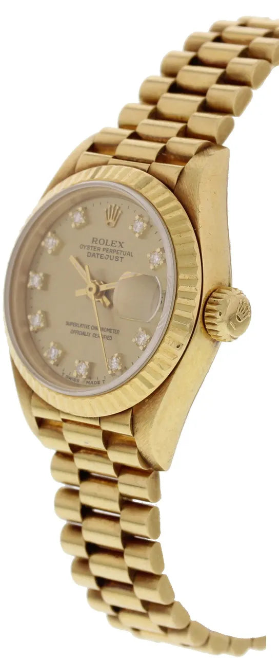 datejust champagne Rolex Gold Diamond Watch - Hình 5