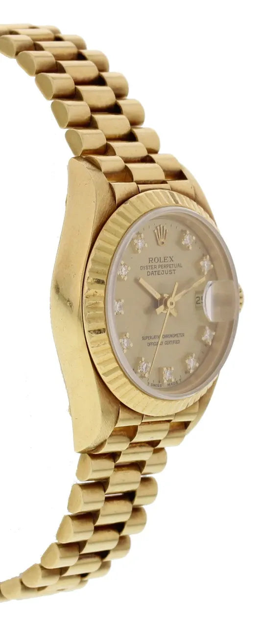 datejust champagne Rolex Gold Diamond Watch - Hình 3