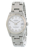 stainless Rolex Datejust White Roman Dial