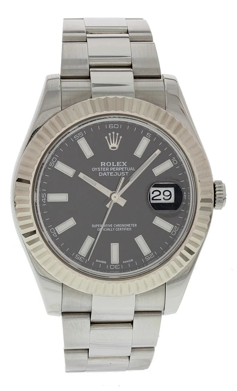 fluted Rolex Datejust Gray Dial - Hình 2