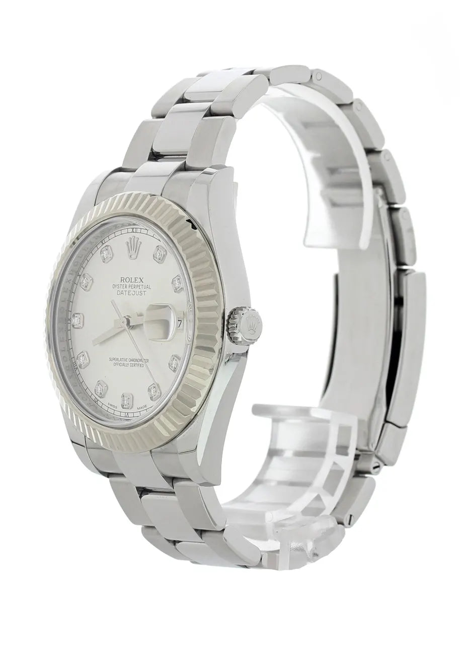 Rolex Silver Diamond Watch - Hình 3