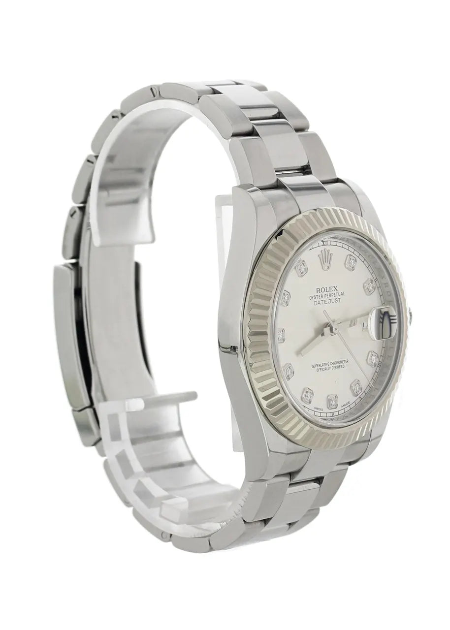 Rolex Silver Diamond Watch - Hình 4