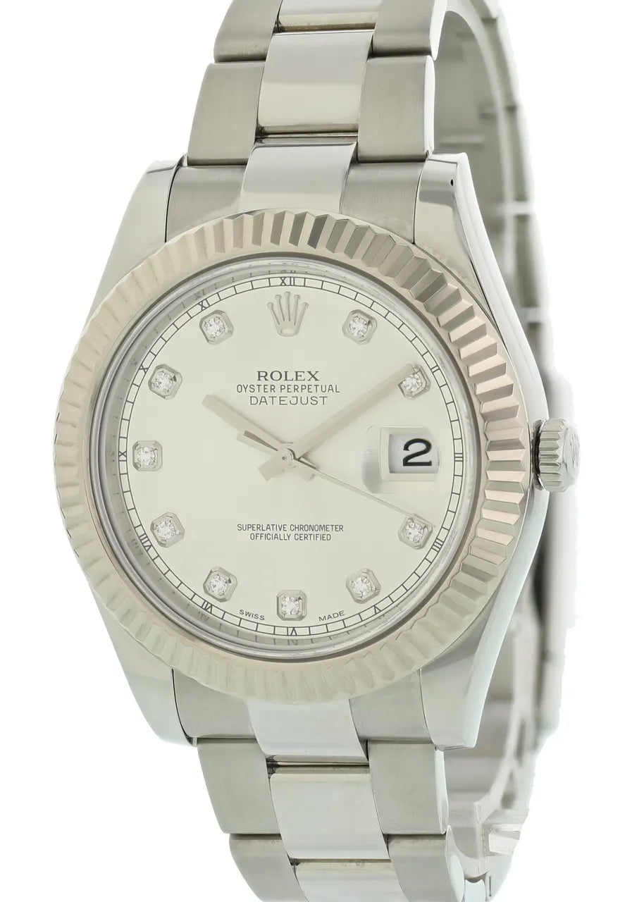 Rolex Datejust Silver Diamond