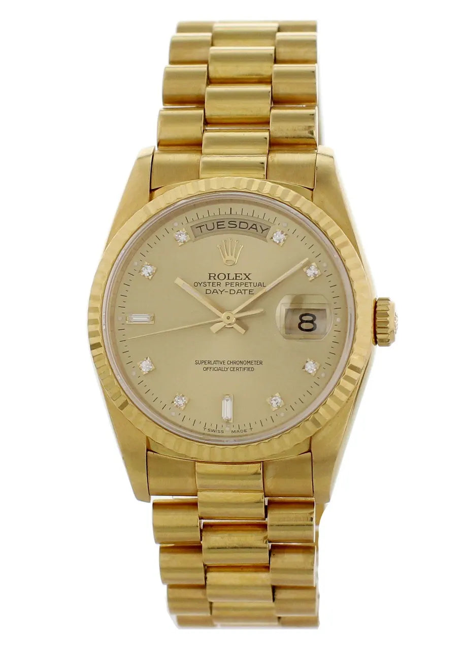 Rolex Day-Date Gold Diamond champagne dial - Hình 2