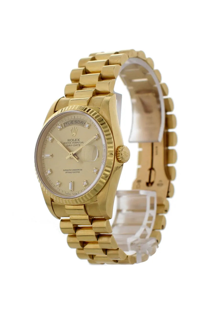 Rolex Day-Date Gold Diamond champagne dial - Hình 4