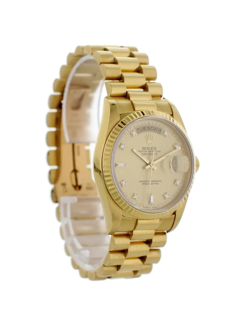 Rolex Day-Date Gold Diamond champagne dial - Hình 3