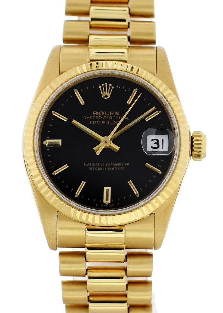 Rolex Gold Black Dial Watch