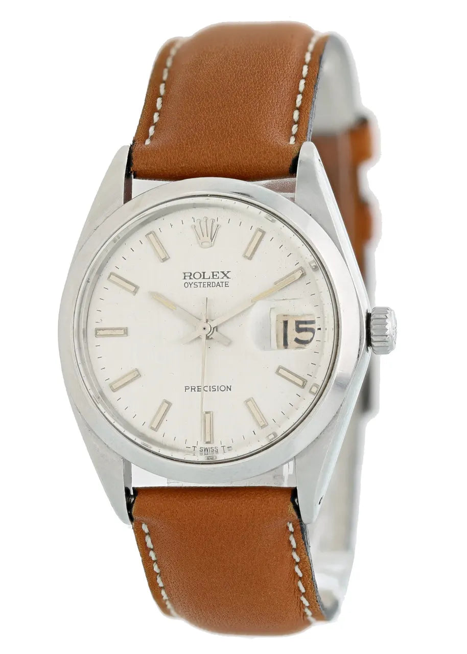 Rolex Silver Dial Tan Leather - Hình 3