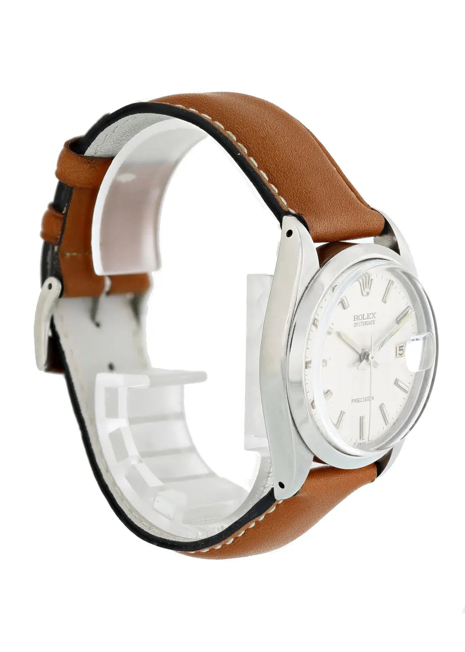 Rolex Silver Dial Tan Leather - Hình 7