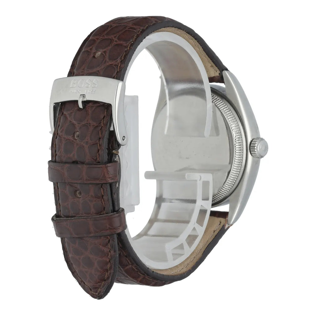 brown Rolex Oysterdate Precision Silver Dial - Hình 4