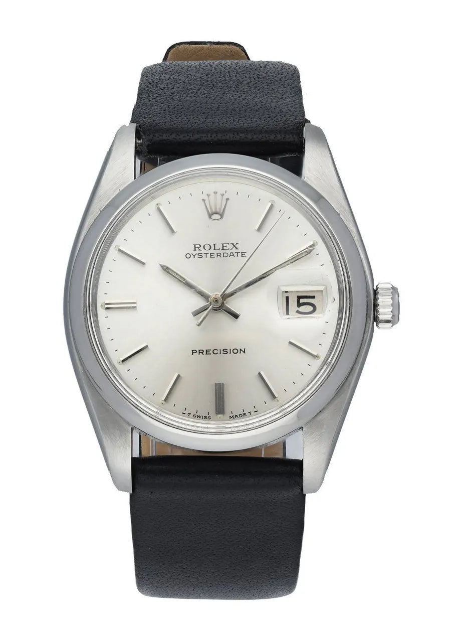 black Rolex Oysterdate Silver Dial