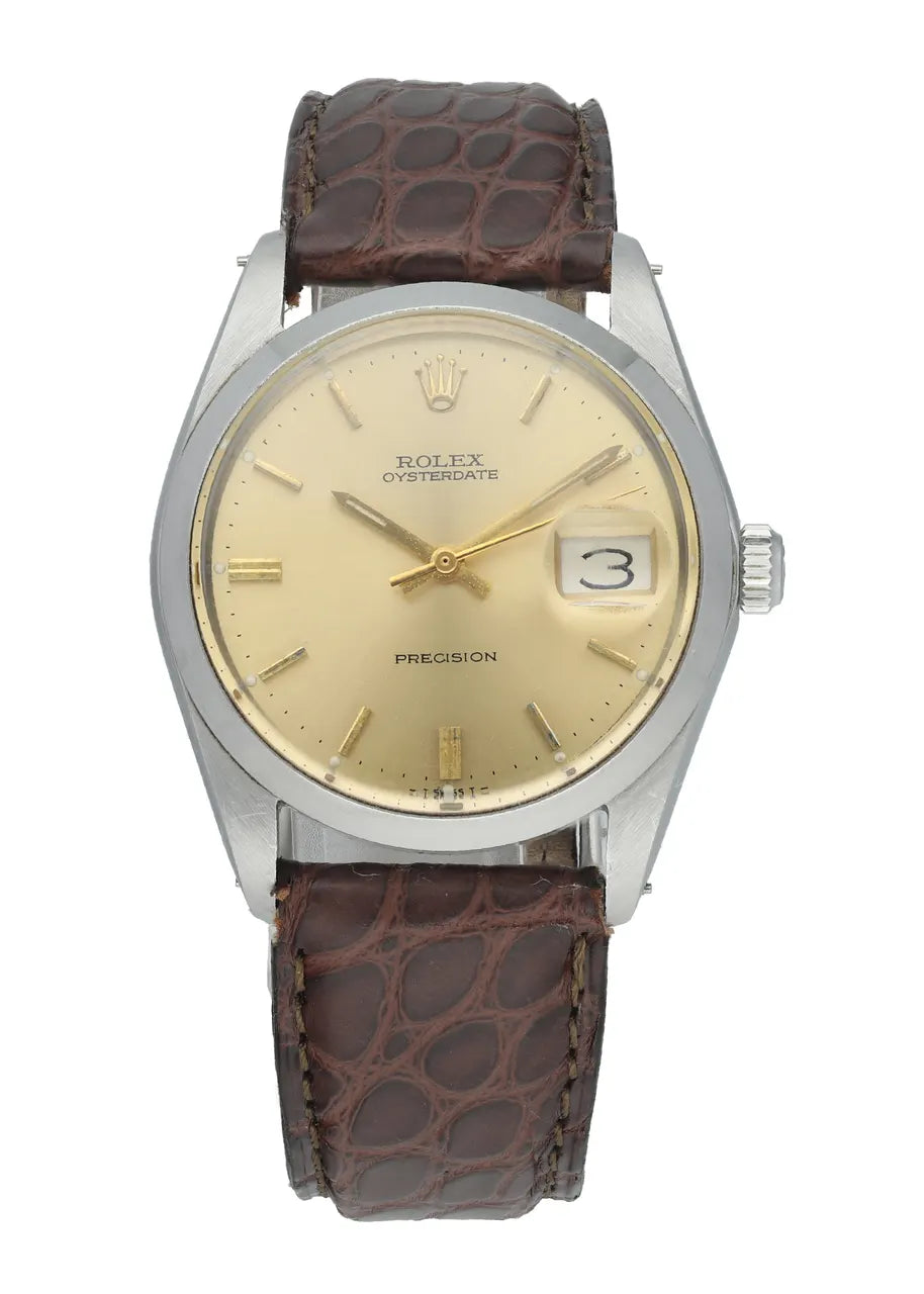 oysterdate Rolex Champagne Dial Leather