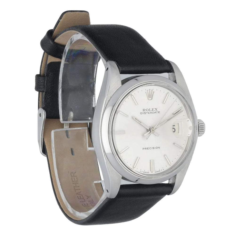 black Rolex Oysterdate Silver Dial - Hình 3
