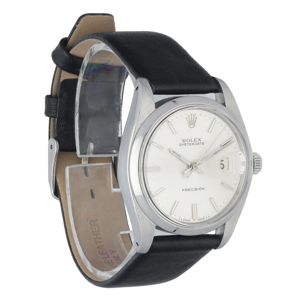 black Rolex Oysterdate Silver Dial - Hình 4
