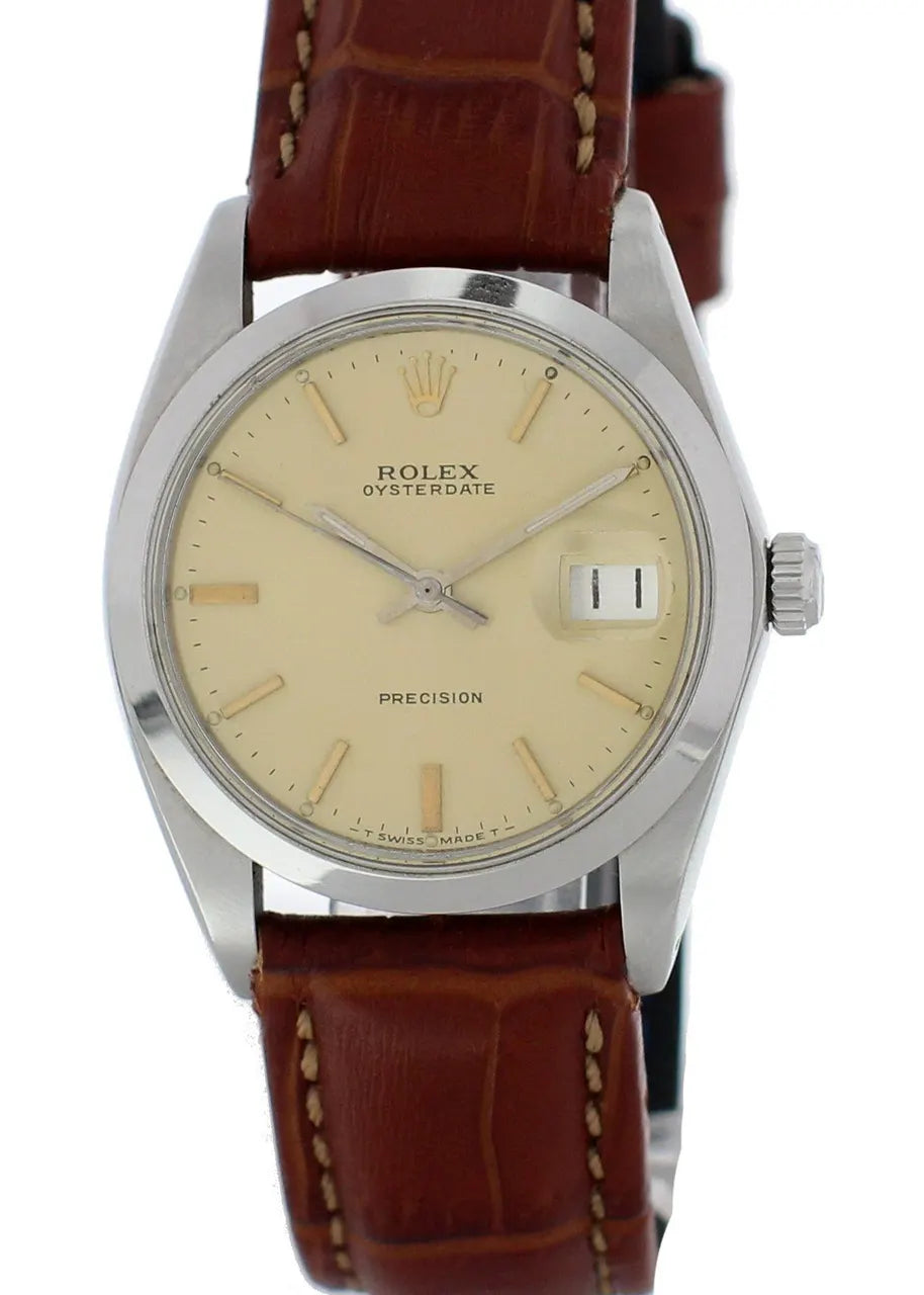 brown Rolex Oysterdate Silver