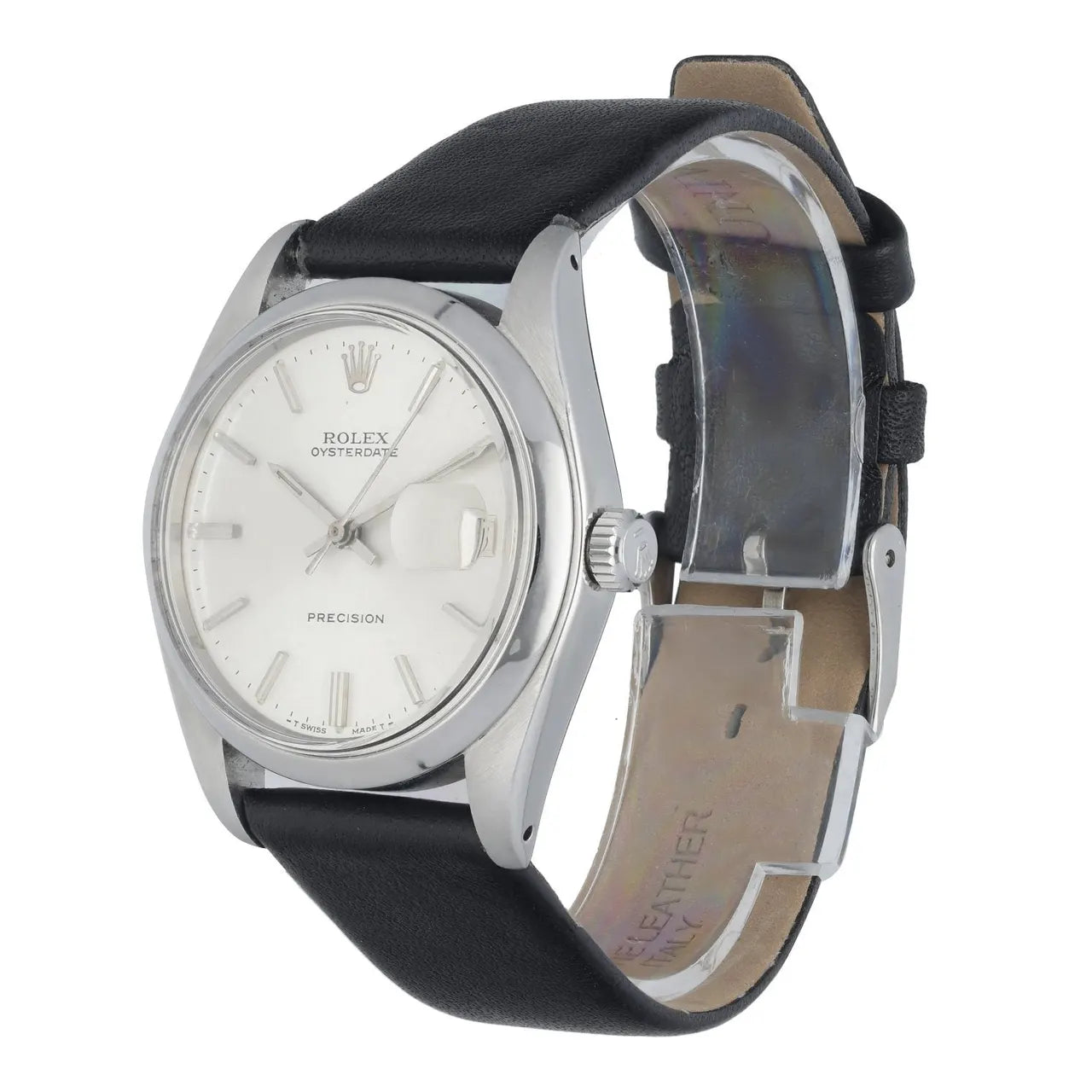 black Rolex Oysterdate Silver Dial - Hình 2