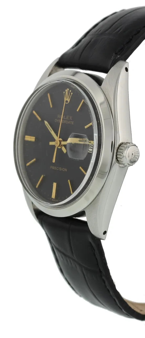 Rolex Black Dial Leather oysterdate - Hình 3