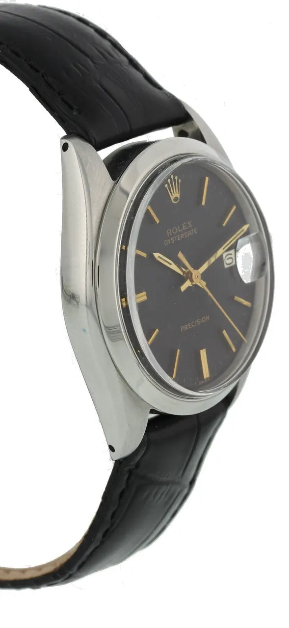 Rolex Black Dial Leather oysterdate - Hình 4
