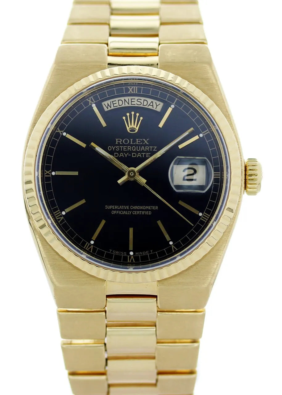 Rolex Gold Black Quartz Watch