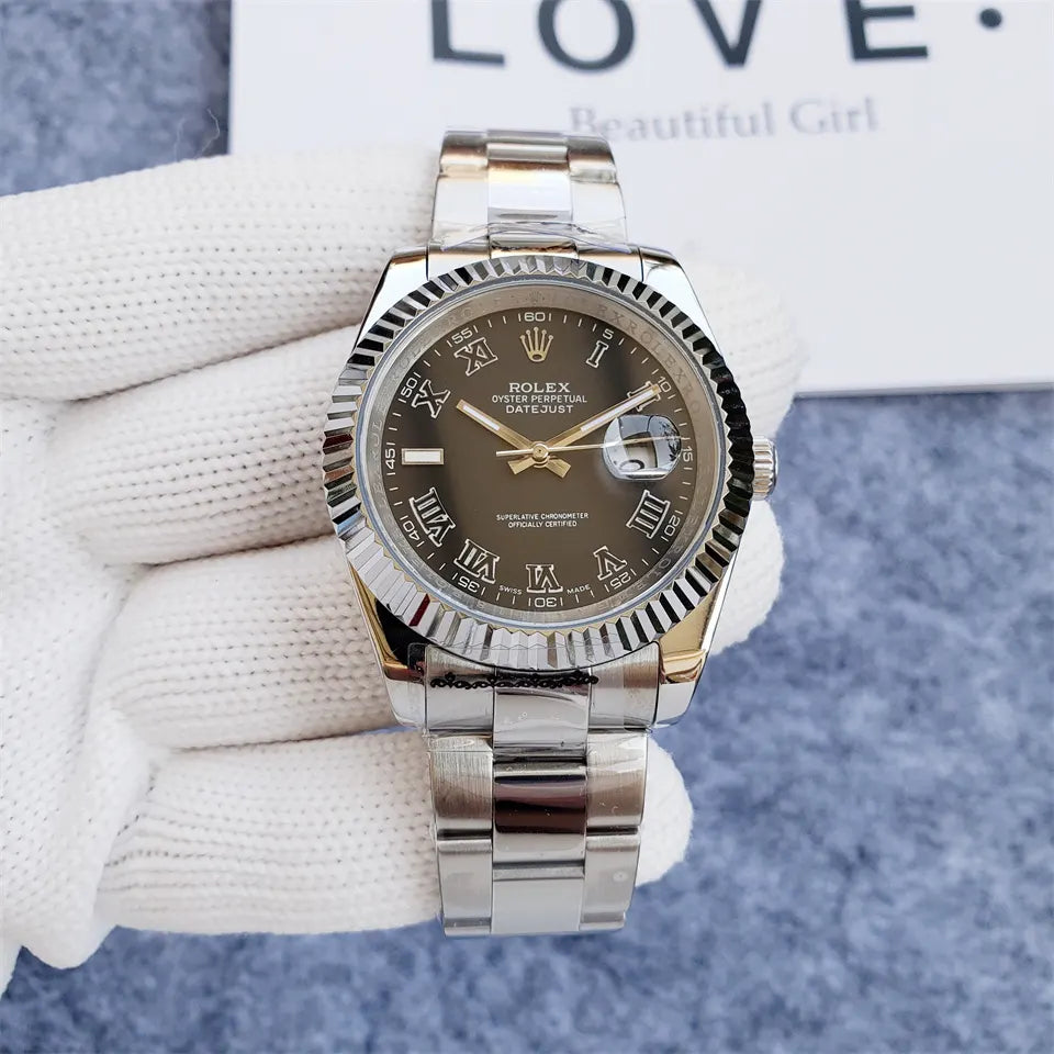 stainless Rolex Datejust Olive Dial