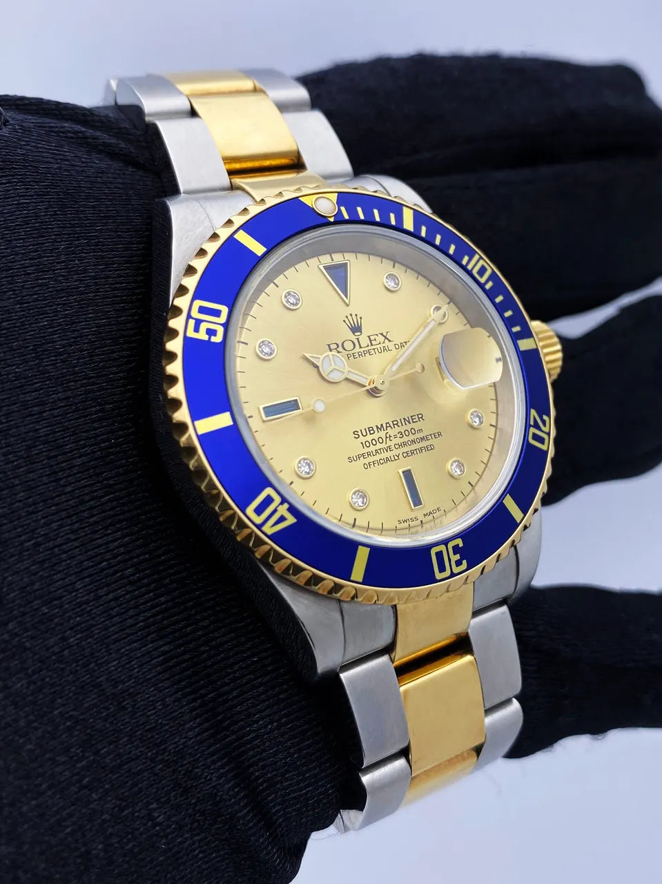 submariner Rolex Gold Dial Blue Bezel - Hình 2