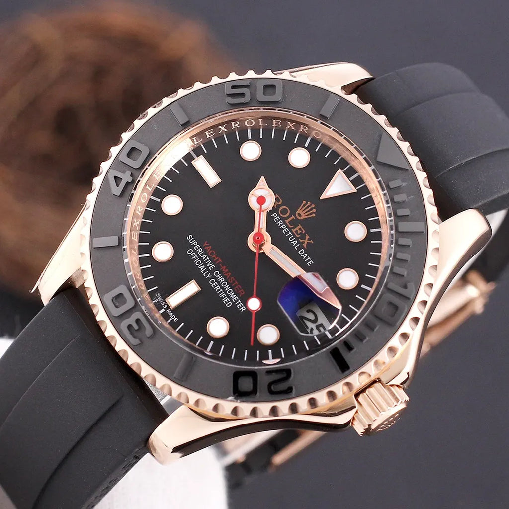 black Rolex Yacht-Master Rose Gold - Hình 2