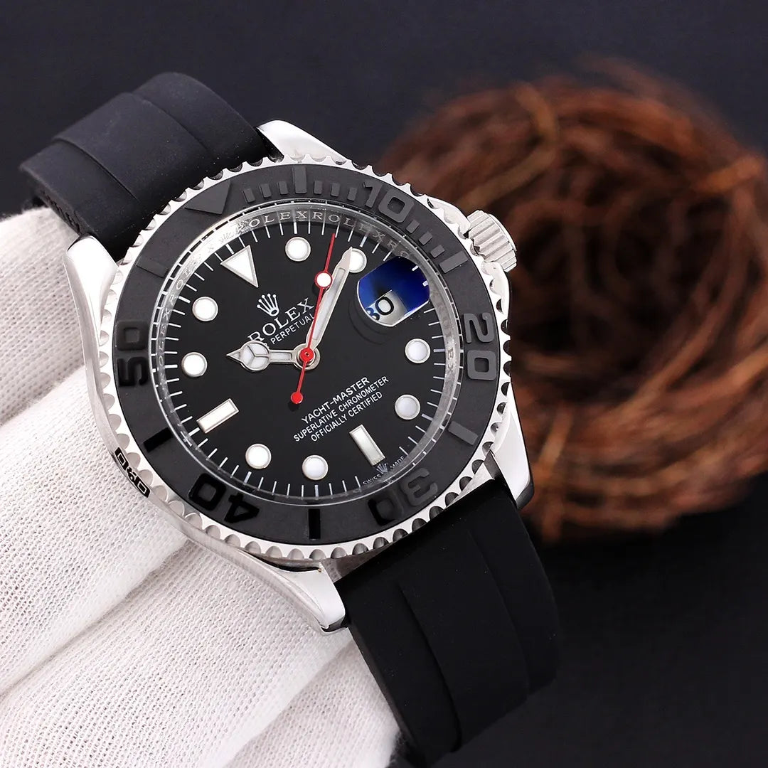 Rolex Black Rubber Watch - Hình 2
