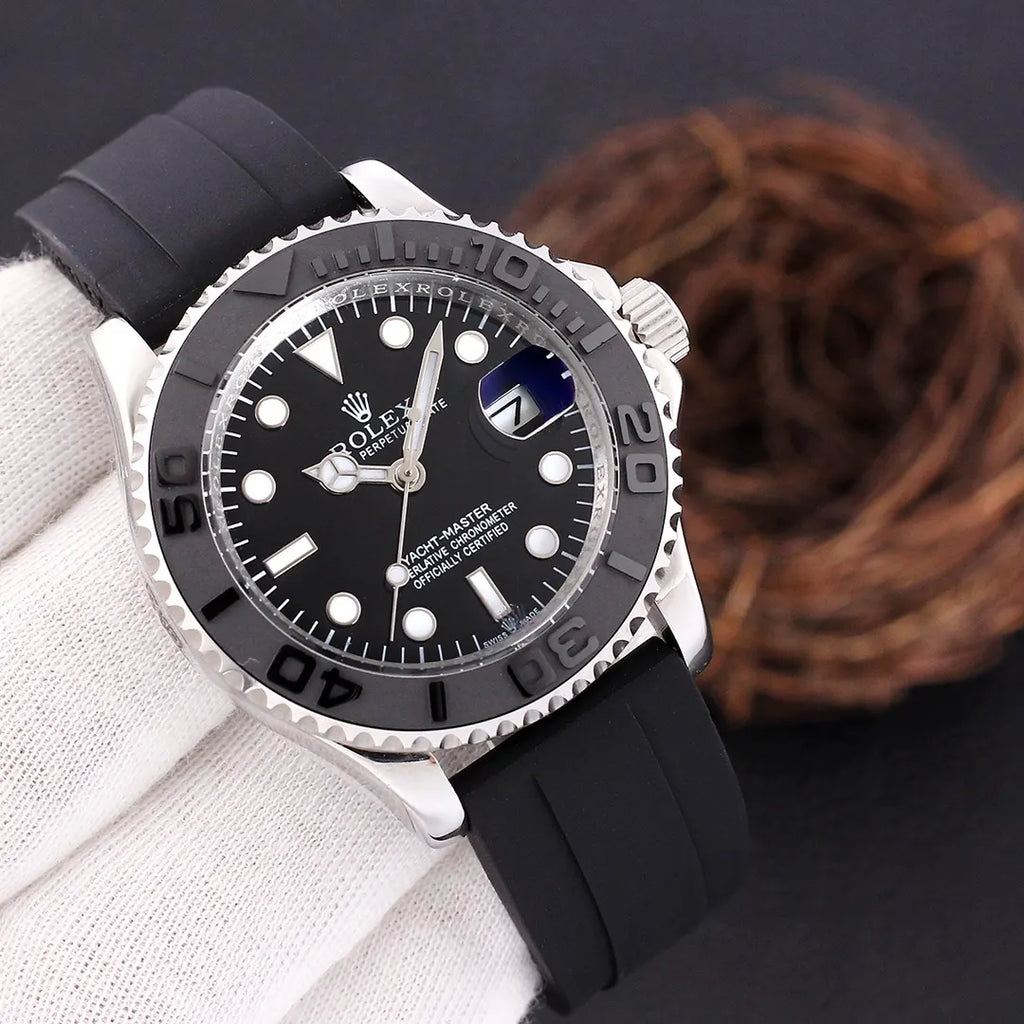 Rolex Black Rubber Watch - Hình 3